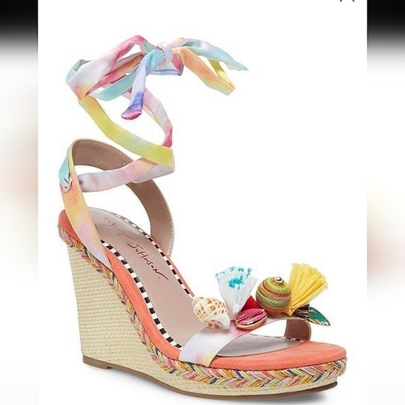 Betsey Johnson Womens Izzi Multi Open Toe Embellished Wedge Sandals-Size 8.5 - Picture 1 of 15